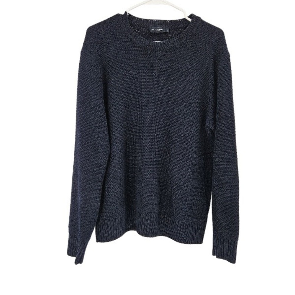 Hackett London Men's Pullover Sweater Blue Textured Ribbed Knit Crew Neck Sz M